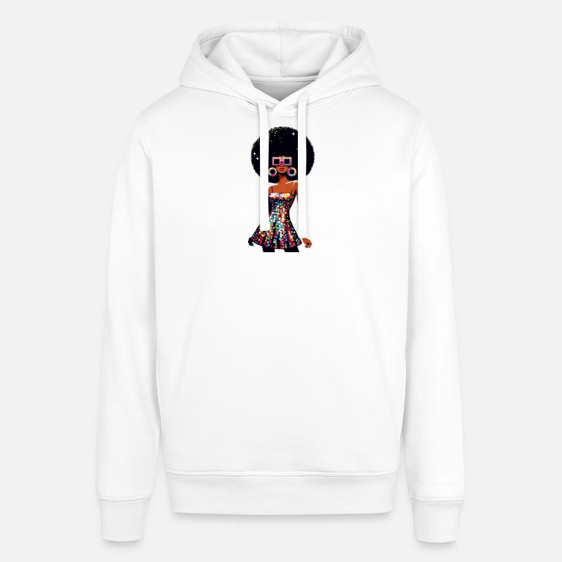 Disco Afro Glam Sequins Design - Sweat à capuche SOUNDER Stanley/Stella Unisexe - blanc