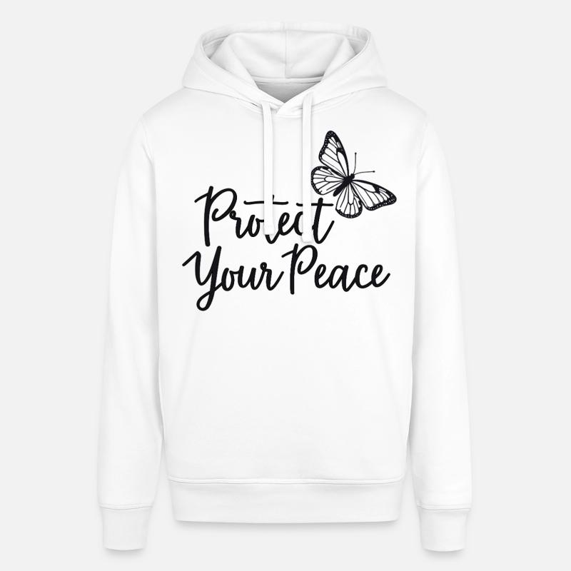 Proteggi la tua pace Farfalla Pace interiore - Felpa con cappuccio unisex SOUNDER di Stanley/Stella - bianco