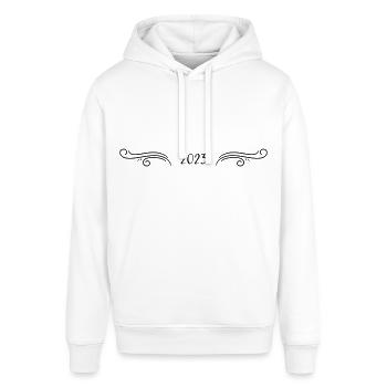 2023 - Jahr - Linie - Jahreswechsel - Stanley/Stella Unisex Hoodie SOUNDER - Weiß - Vorne - Alina (178cm) & Michal (187cm)