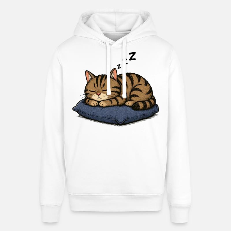 Chat endormi sur l’oreiller - Sweat à capuche SOUNDER Stanley/Stella Unisexe - blanc