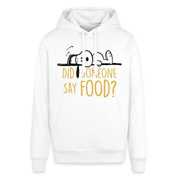 Peanuts Snoopy Ich Hab Hunger Lustiger Spruch - Stanley/Stella Unisex Hoodie SOUNDER - Weiß - Vorne - Alina (178cm) & Michal (187cm)