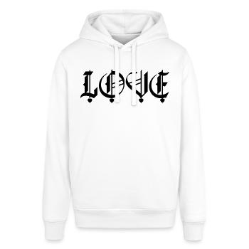 Love blackletter hearts - Stanley/Stella SOUNDER Unisex Hoodie - white - Front - Alina (178cm) & Michal (187cm)