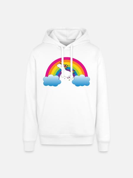 Regenbogen mit Einhorn - Stanley/Stella Unisex Hoodie SOUNDER - Weiß
