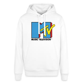 MTV Music Television Klassiches Logo - Stanley/Stella Unisex Hoodie SOUNDER - Weiß - Vorne - Alina (178cm) & Michal (187cm)
