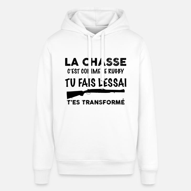 La Chasse C'est Comme Le Rugby - Sweat à capuche SOUNDER Stanley/Stella Unisexe - blanc