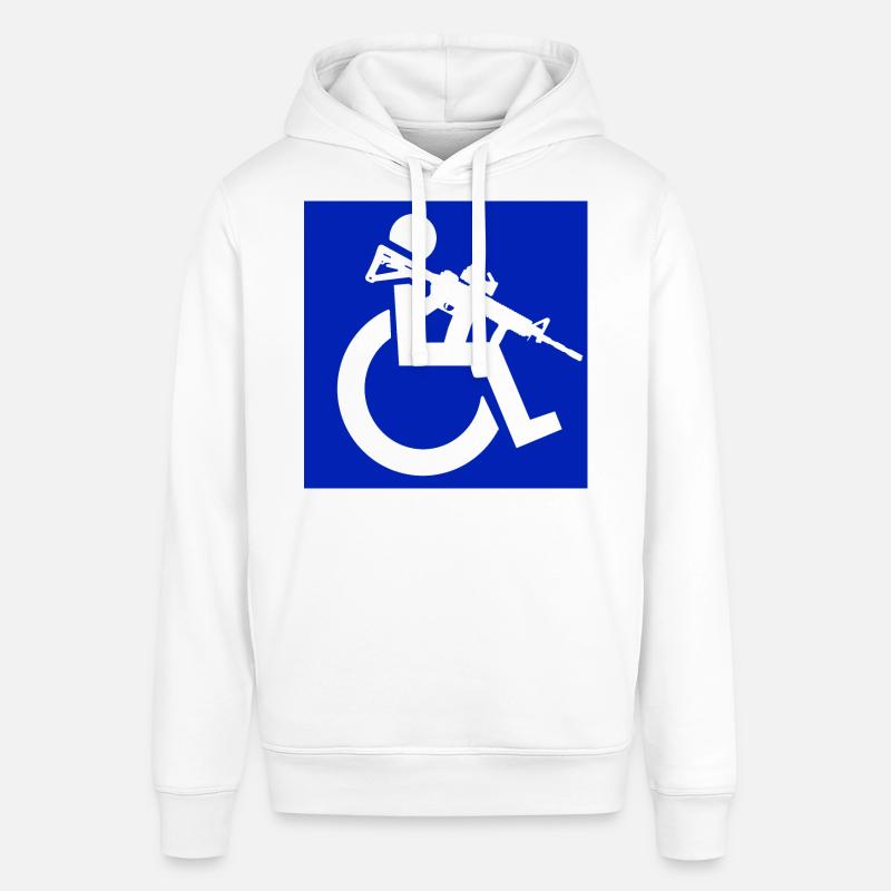Bild eines Rollstuhlfahrers mit einem Gewehr # - Stanley/Stella Unisex Hoodie SOUNDER - Weiß