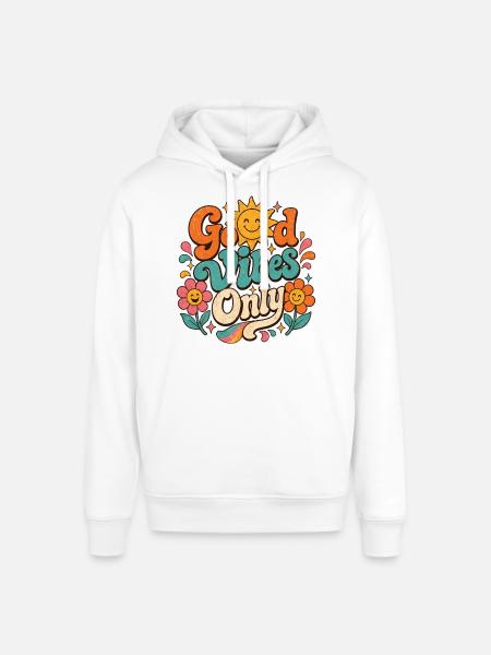 Good Vibe's Only Retro Floral - Stanley/Stella SOUNDER Unisex Hoodie - white