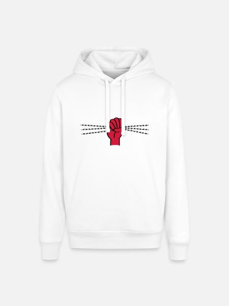 Protestsymbol mit Stacheldraht. Geballte Faust. - Stanley/Stella Unisex Hoodie SOUNDER - Weiß