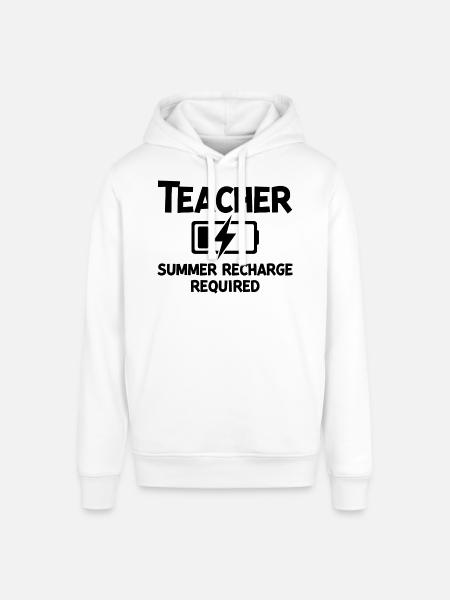 Teacher Summer Recharge Required - Stanley/Stella SOUNDER Unisex Hoodie - white
