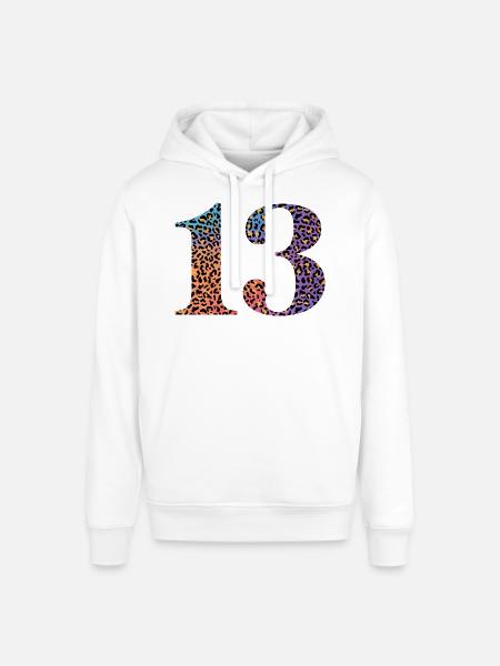 13th Birthday Leopard - Stanley/Stella SOUNDER Unisex Hoodie - white
