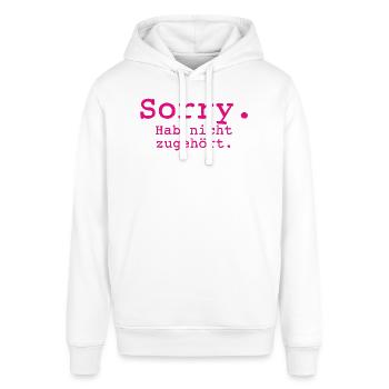 Sorry. Hab nicht zugehört. - Stanley/Stella Unisex Hoodie SOUNDER - Weiß - Vorne - Alina (178cm) & Michal (187cm)