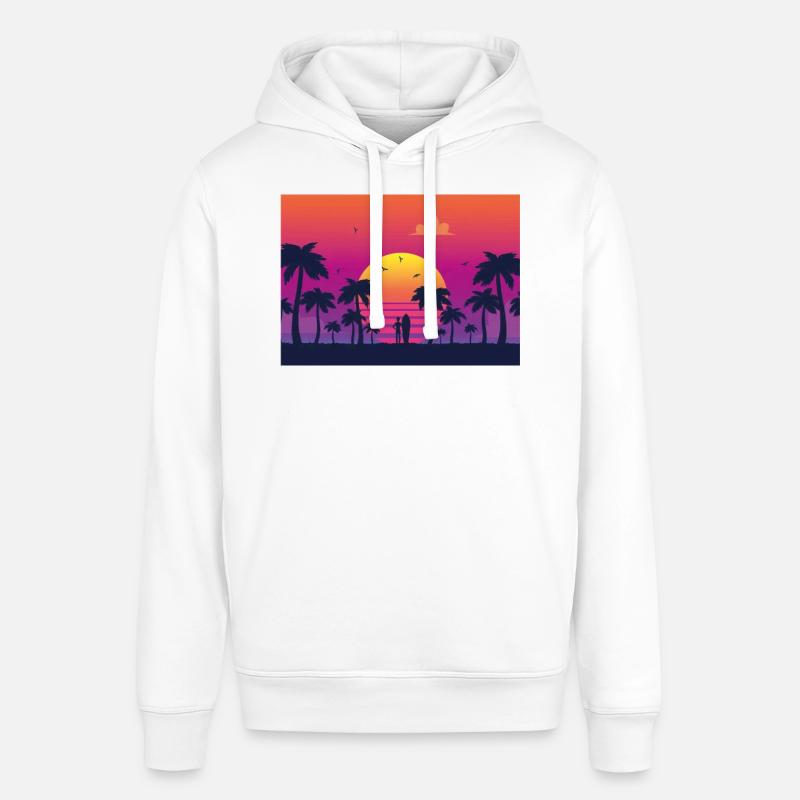 Surf au coucher du soleil - Sweat à capuche SOUNDER Stanley/Stella Unisexe - blanc