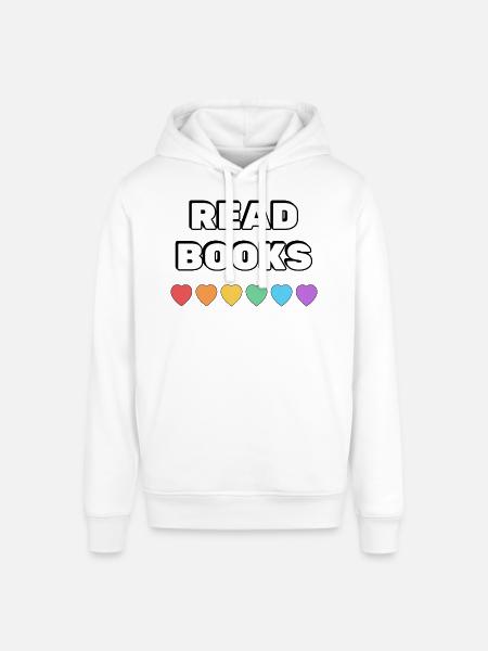 Read Books Rainbow Hearts - Stanley/Stella SOUNDER Unisex Hoodie - white