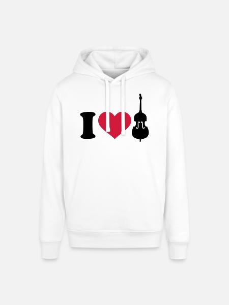 I love Contrabasse - Sweat à capuche SOUNDER Stanley/Stella Unisexe - blanc