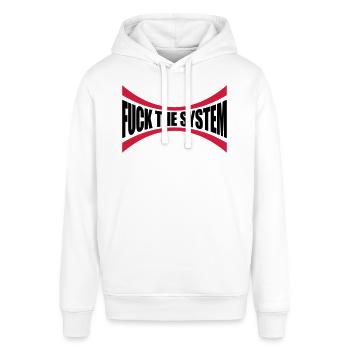 Logo Fuck the system - Stanley/Stella Unisex Hoodie SOUNDER - Weiß - Vorne - Alina (178cm) & Michal (187cm)