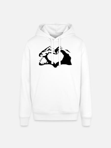 Hands shape heart - warm design - Stanley/Stella SOUNDER Unisex Hoodie - white