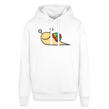 Regenbogenschnecke - Stanley/Stella Unisex Hoodie SOUNDER - Weiß - Vorne - Alina (178cm) & Michal (187cm)