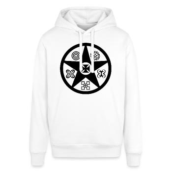 Adinkra T-Shirt - Säule der Transformation - Stanley/Stella Unisex Hoodie SOUNDER - Weiß - Vorne - Alina (178cm) & Michal (187cm)