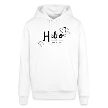 Hello enjoy your life - Stanley/Stella Unisex Hoodie SOUNDER - Weiß - Vorne - Alina (178cm) & Michal (187cm)