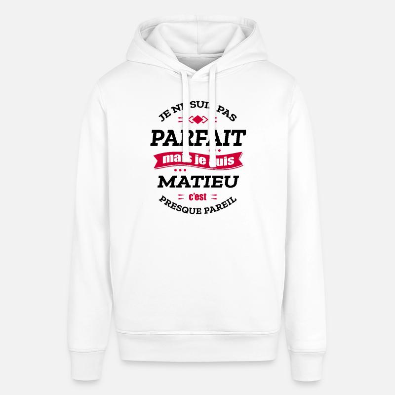 MATIEU PARFAIT - PRENOM MATIEU - Sweat à capuche SOUNDER Stanley/Stella Unisexe - blanc