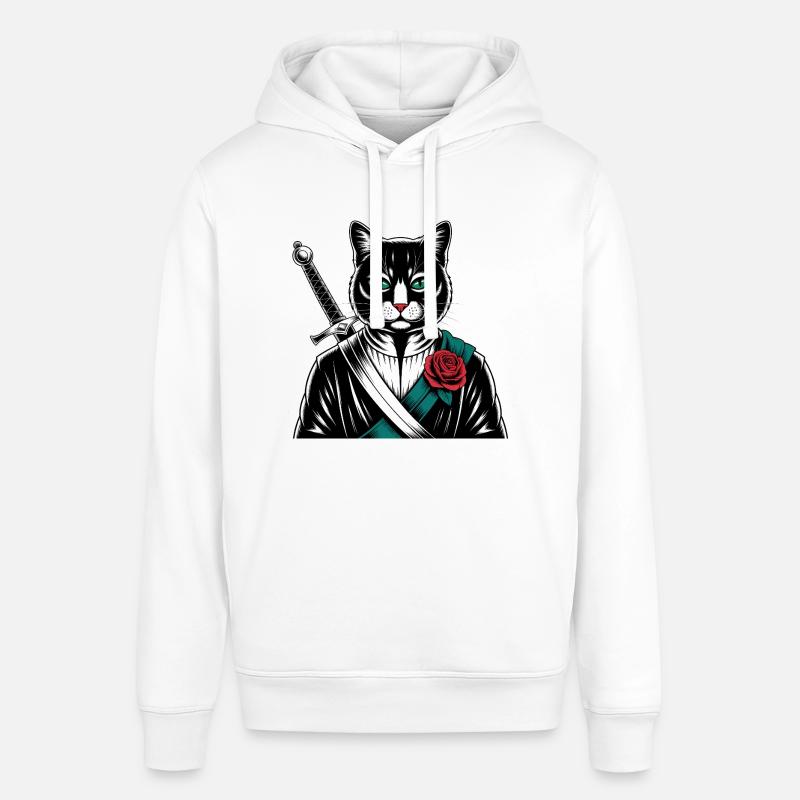 Die Samurai-Katze, die Bushido-Katze - Stanley/Stella Unisex Hoodie SOUNDER - Weiß
