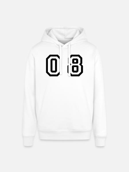 number - 08 - zero eight - Stanley/Stella SOUNDER Unisex Hoodie - white