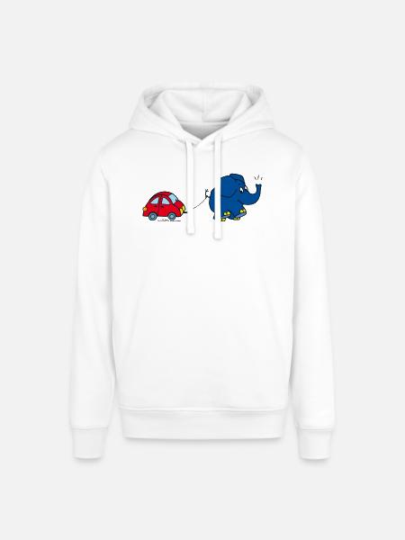 Der Elefant mit rotem Auto - Stanley/Stella Unisex Hoodie SOUNDER - Weiß