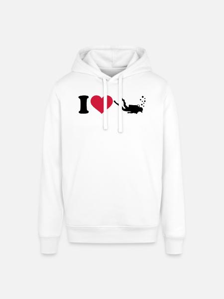I love Diving - Stanley/Stella SOUNDER Unisex Hoodie - white