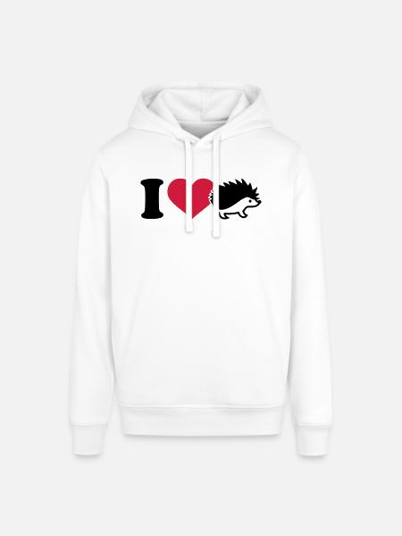I love Hedgehog - Stanley/Stella SOUNDER Unisex Hoodie - white