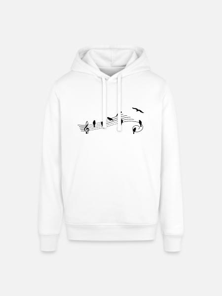 Barra musical con pájaros como notas musicales. - Sudadera unisex Stanley/Stella SOUNDER - blanco