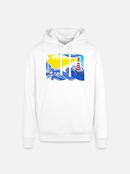 stormy sea with lighthouse - Stanley/Stella SOUNDER Unisex Hoodie - white