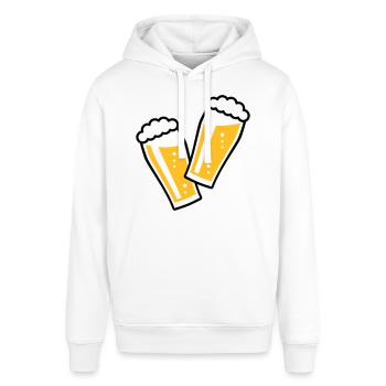 2 Biergläser Stoßen An (Bier / Willibecher / 2C) - Stanley/Stella Unisex Hoodie SOUNDER - Weiß - Vorne - Alina (178cm) & Michal (187cm)