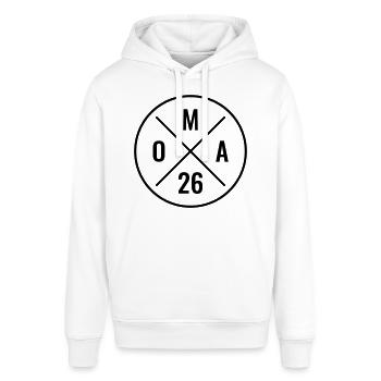 Oma 26 - Baby Ankündigung - Nachwuchs - Oma 2026 - Stanley/Stella Unisex Hoodie SOUNDER - Weiß - Vorne - Alina (178cm) & Michal (187cm)
