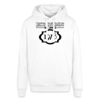 Beste Erfindung des Jahres 1978 Geschenk - Stanley/Stella Unisex Hoodie SOUNDER - Weiß - Vorne - Alina (178cm) & Michal (187cm)
