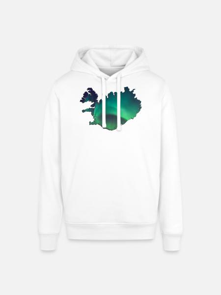 Iceland Iceland Northern Lights Topography Design - Stanley/Stella SOUNDER Unisex Hoodie - white