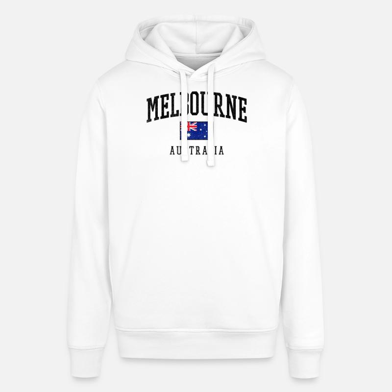 Melbourne, Australie, Conception du drapeau - Sweat à capuche SOUNDER Stanley/Stella Unisexe - blanc