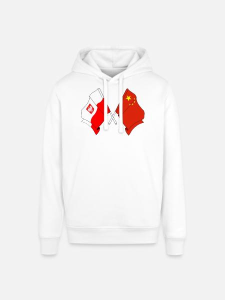 Flag Poland, flag China - Stanley/Stella SOUNDER Unisex Hoodie - white