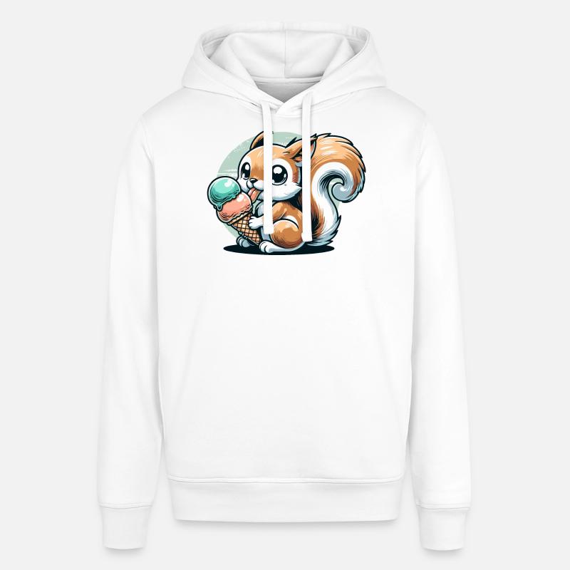 Niedliches Cartoon-Eichhörnchen mit Eiscreme - Stanley/Stella Unisex Hoodie SOUNDER - Weiß