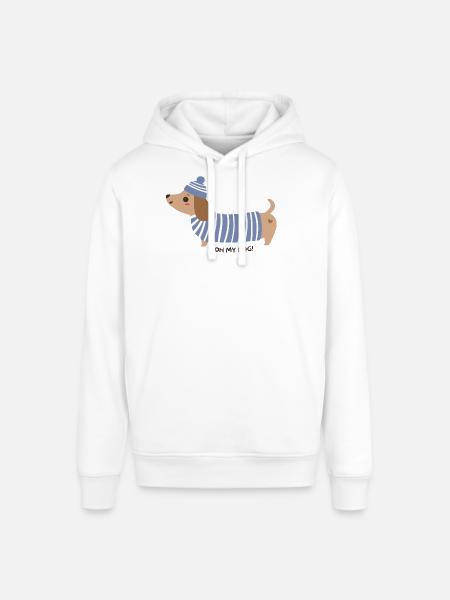 Oh mon chien ! - Rayures bleues - Sweat à capuche SOUNDER Stanley/Stella Unisexe - blanc