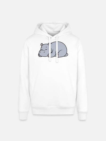 Sleeping Hippopotamus Tired Lazy Vector - Stanley/Stella SOUNDER Unisex Hoodie - white