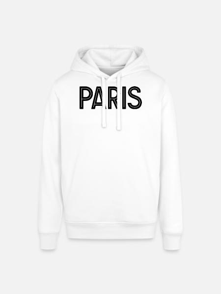 Paris Black Geometric Typography - Stanley/Stella SOUNDER Unisex Hoodie - white
