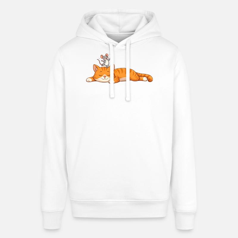 Chat endormi avec souris joyeuse - Sweat à capuche SOUNDER Stanley/Stella Unisexe - blanc