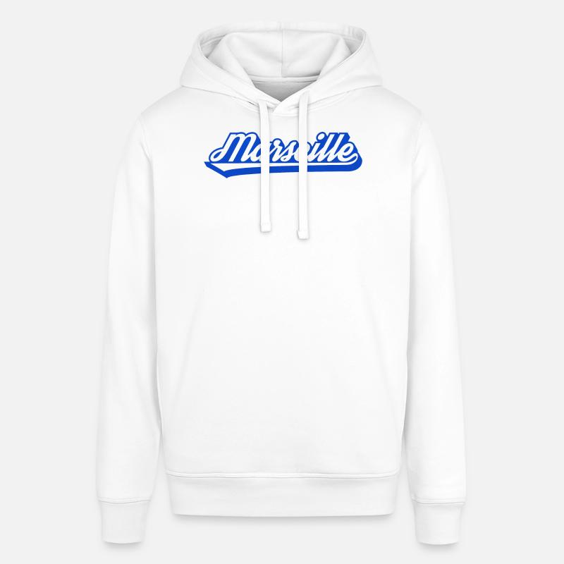 Marseille Rétro Blue Script - Sweat à capuche SOUNDER Stanley/Stella Unisexe - blanc