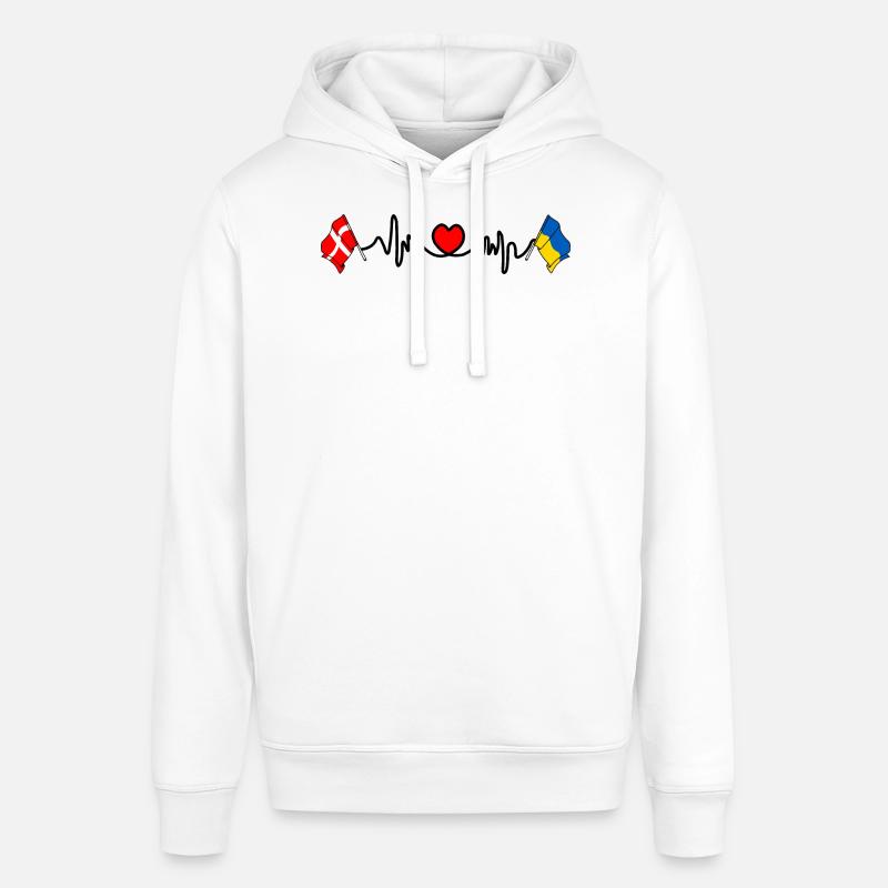 Cardio heart Drapeau Danemark, drapeau Ukraine - Sweat à capuche SOUNDER Stanley/Stella Unisexe - blanc