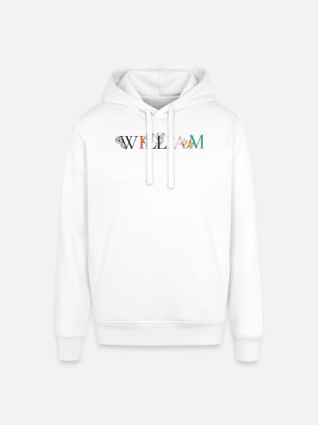 WILLIAM Name Art With Flowers Embroidered - Stanley/Stella SOUNDER Unisex Hoodie - white