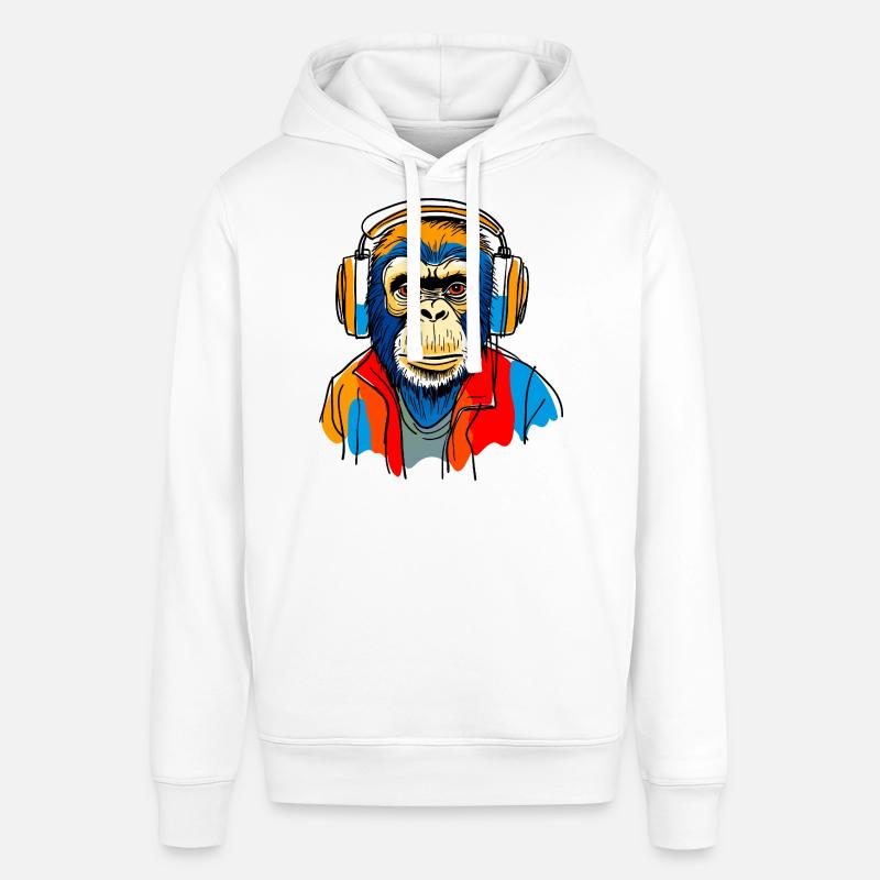 Singe avec casque - Sweat à capuche SOUNDER Stanley/Stella Unisexe - blanc