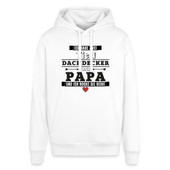 Ich habe zwei Titel Dachdecker und Papa - Stanley/Stella Unisex Hoodie SOUNDER - Weiß - Vorne - Alina (178cm) & Michal (187cm)