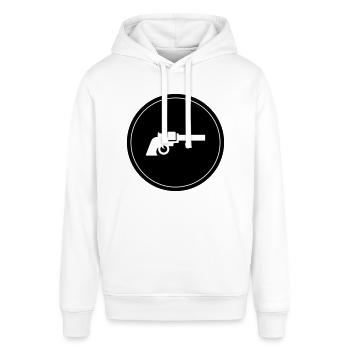 waffe symbol pistole - Stanley/Stella Unisex Hoodie SOUNDER - Weiß - Vorne - Alina (178cm) & Michal (187cm)