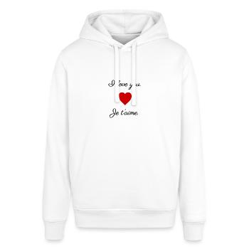 I love you I / Je t'aime I - Sweat à capuche SOUNDER Stanley/Stella Unisexe - blanc - Devant - Alina (178cm) & Michal (187cm)