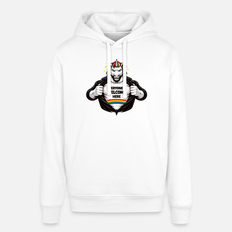 Design de déclaration arc-en-ciel Diversité & Respect - Sweat à capuche SOUNDER Stanley/Stella Unisexe - blanc